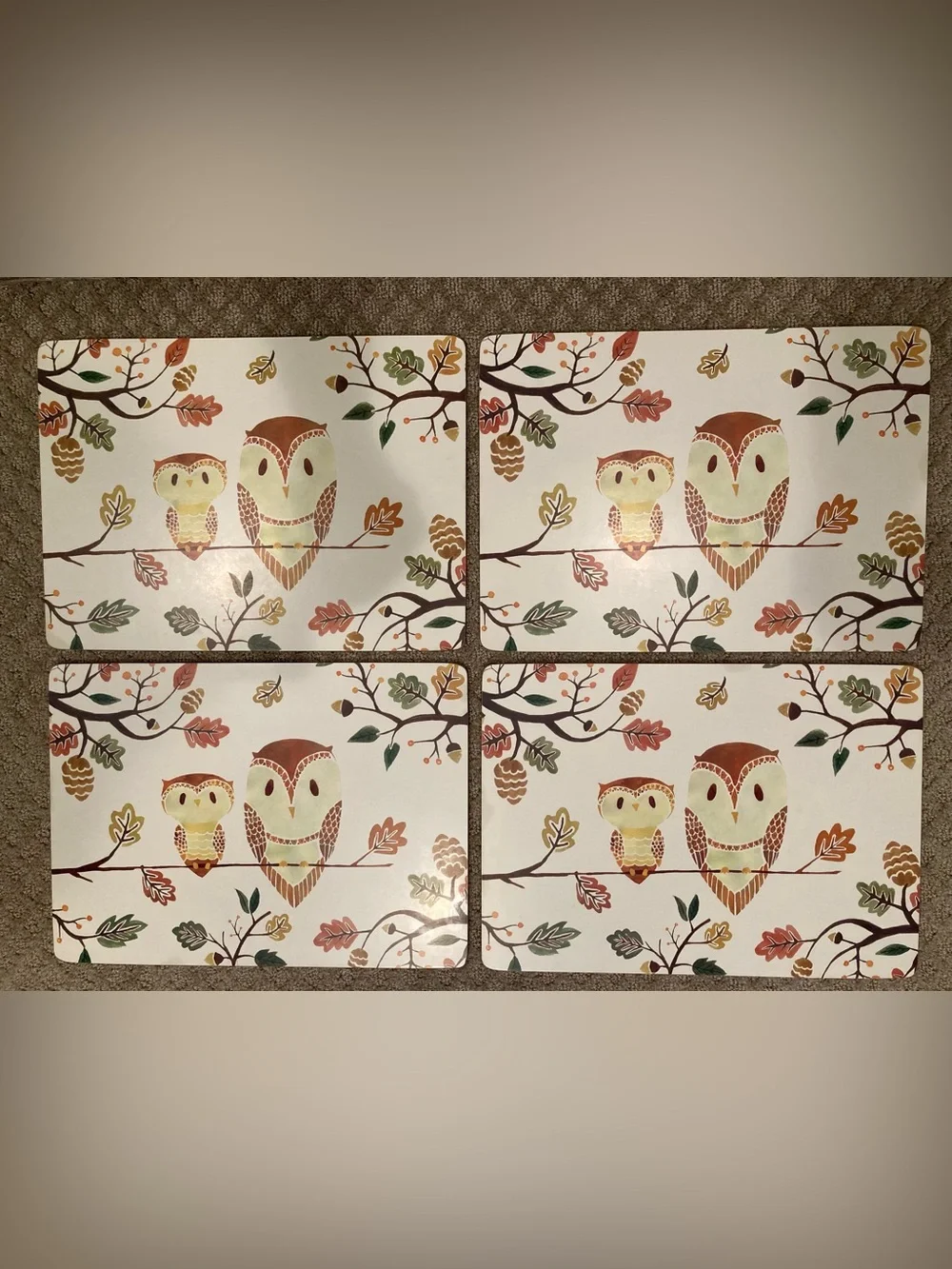 Owl & Fall Theme 5Mm Cork-Back Board Placemats